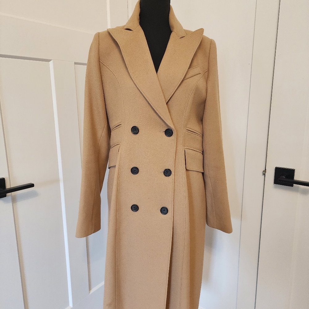 Smythe Reefer wool coat in "camel" color